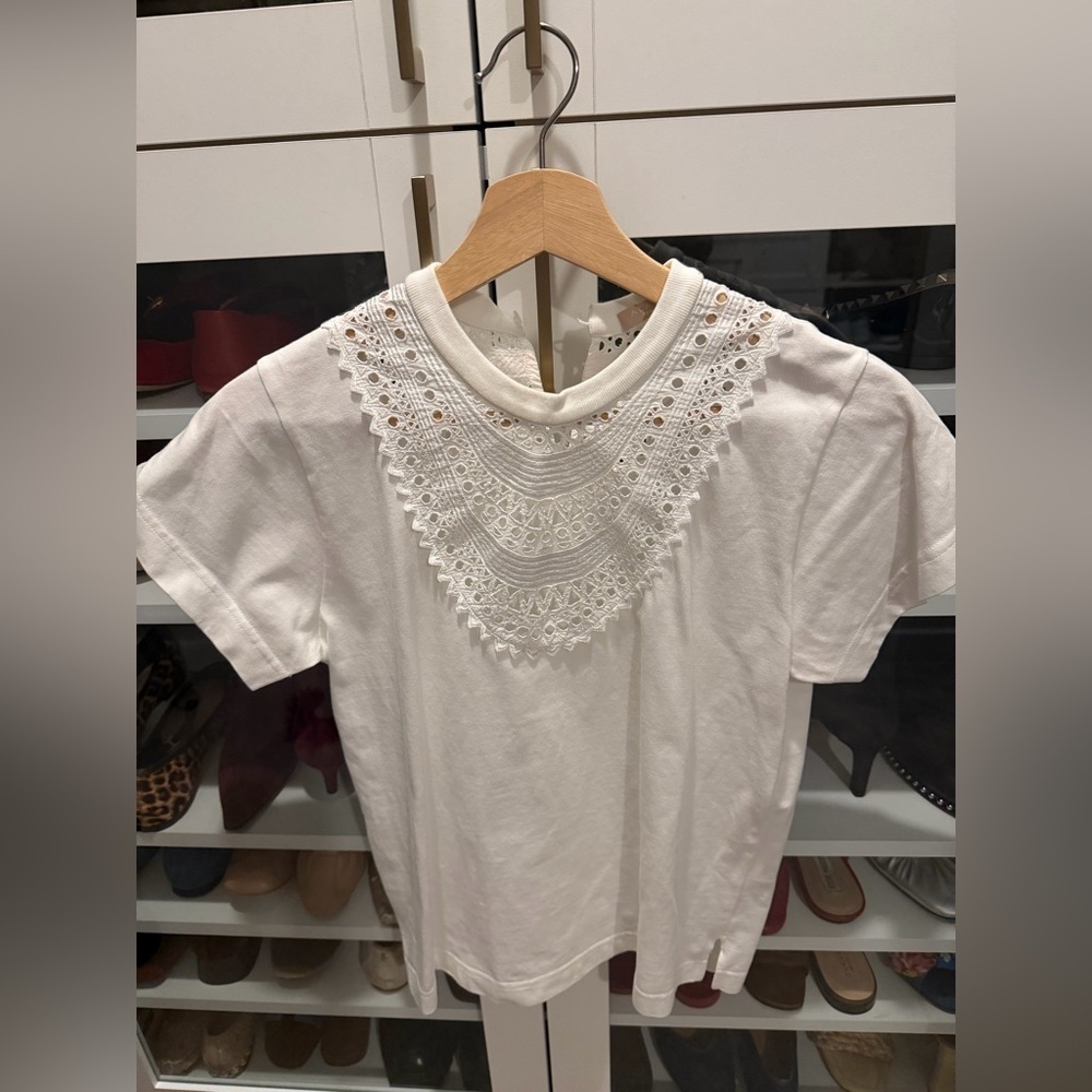 Alaia Jersey Tee with Embroidered eyelet trim - Picture 3 of 7